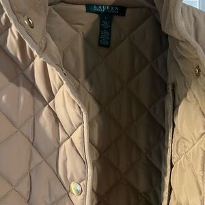 Lauren Ralph Lauren Tan Puffer Coat with Quilted Design
